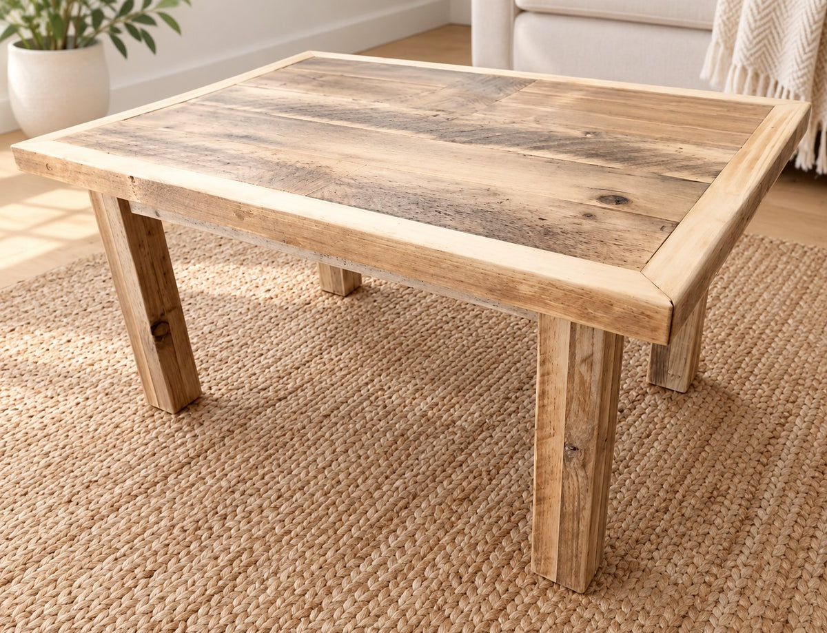 Small Patterned Coffee Table | THE BRAD showing the reclaimed wood product