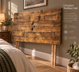 The Cardiff reclaimed wood divan bed headboard in Georgian Medium Oak