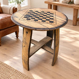 Chess Coffee Table | Chess Table Chessboard Coffee table Made From Oak Whiskey Barrel | THE FISHER