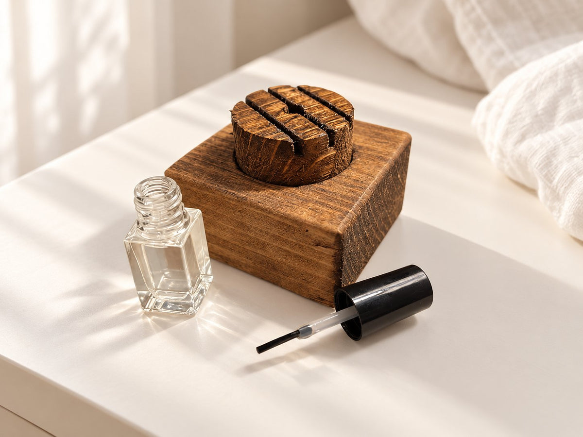 Wooden Sleep Block | With Lavender Bottle | Natural Relaxation Aid – THE HYPNOS showing the reclaimed wood product