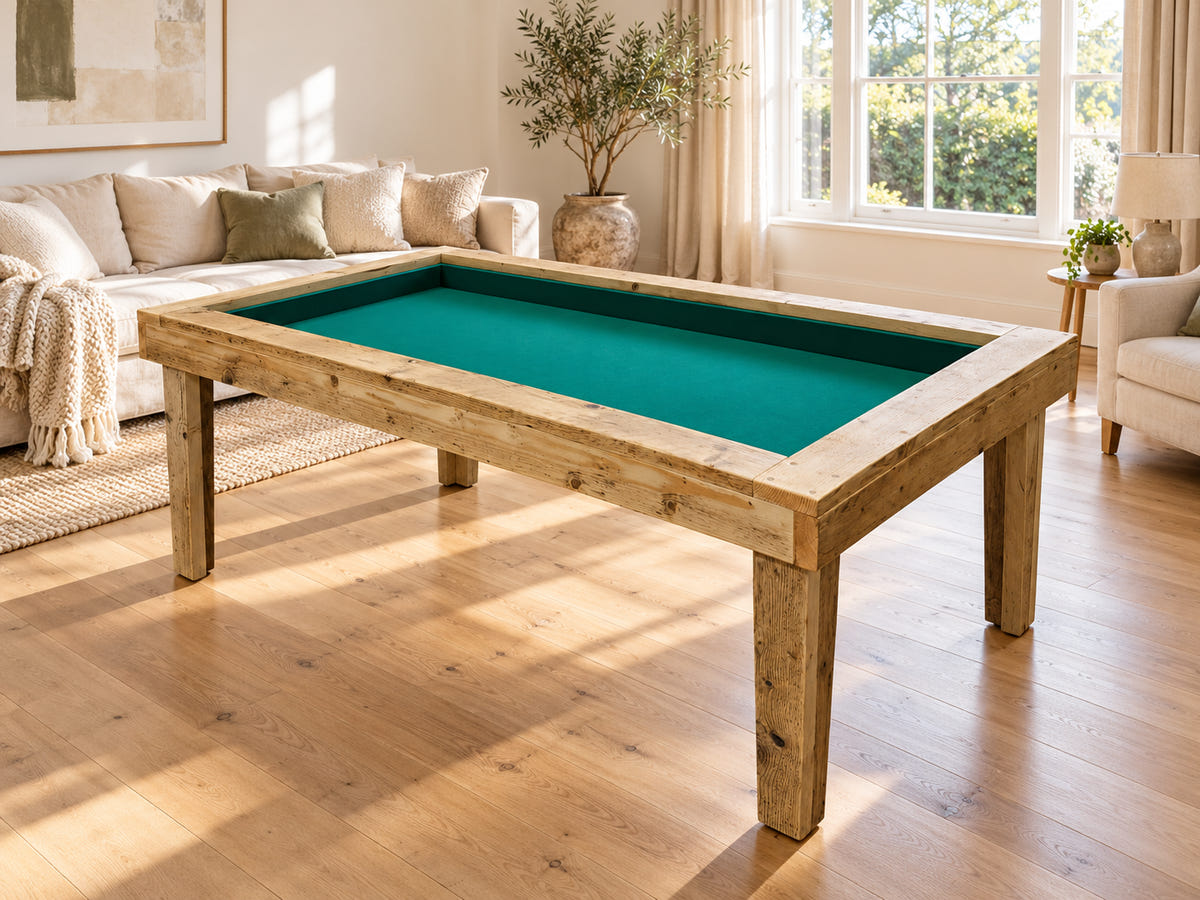 Lima reclaimed wood gaming table with green playing surface