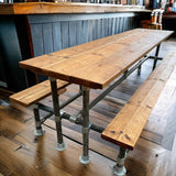 Industrial Pub Table And Integrated Benches | THE HAYES