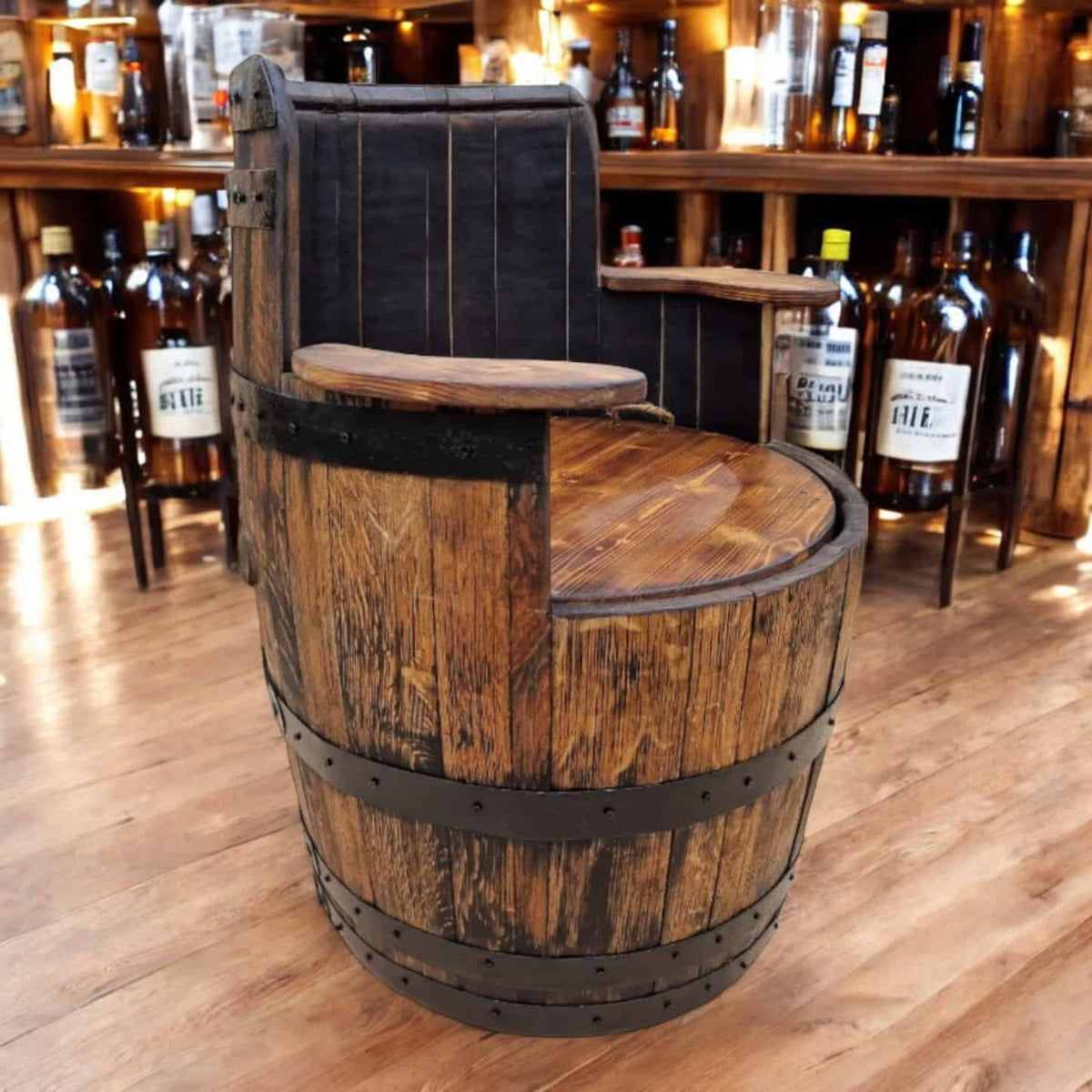 Oak Whiskey Barrel Chair With Storage – THE ELLERY