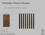 Wooden room-divider spacing diagram showing 35 × 65 mm slats with a recommended 70 mm gap.