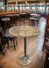Poseur Table | Reclaimed Bar Table | Sustainably Sourced Wood | Rustic Poseur Table with Reclaimed Scaffold Tube | THE ZURICH