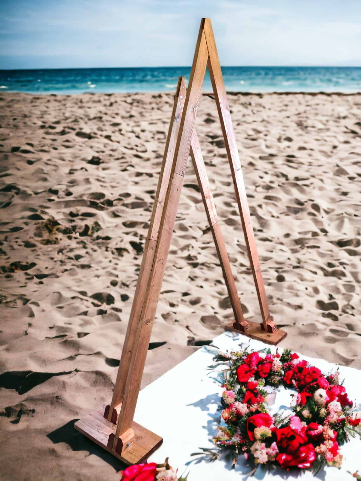 Pair Of Handcrafted Wooden Wedding Triangle Altars | Reclaimed Timber | THE CALLEN