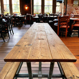 Industrial Pub Table And Integrated Benches | THE HAYES