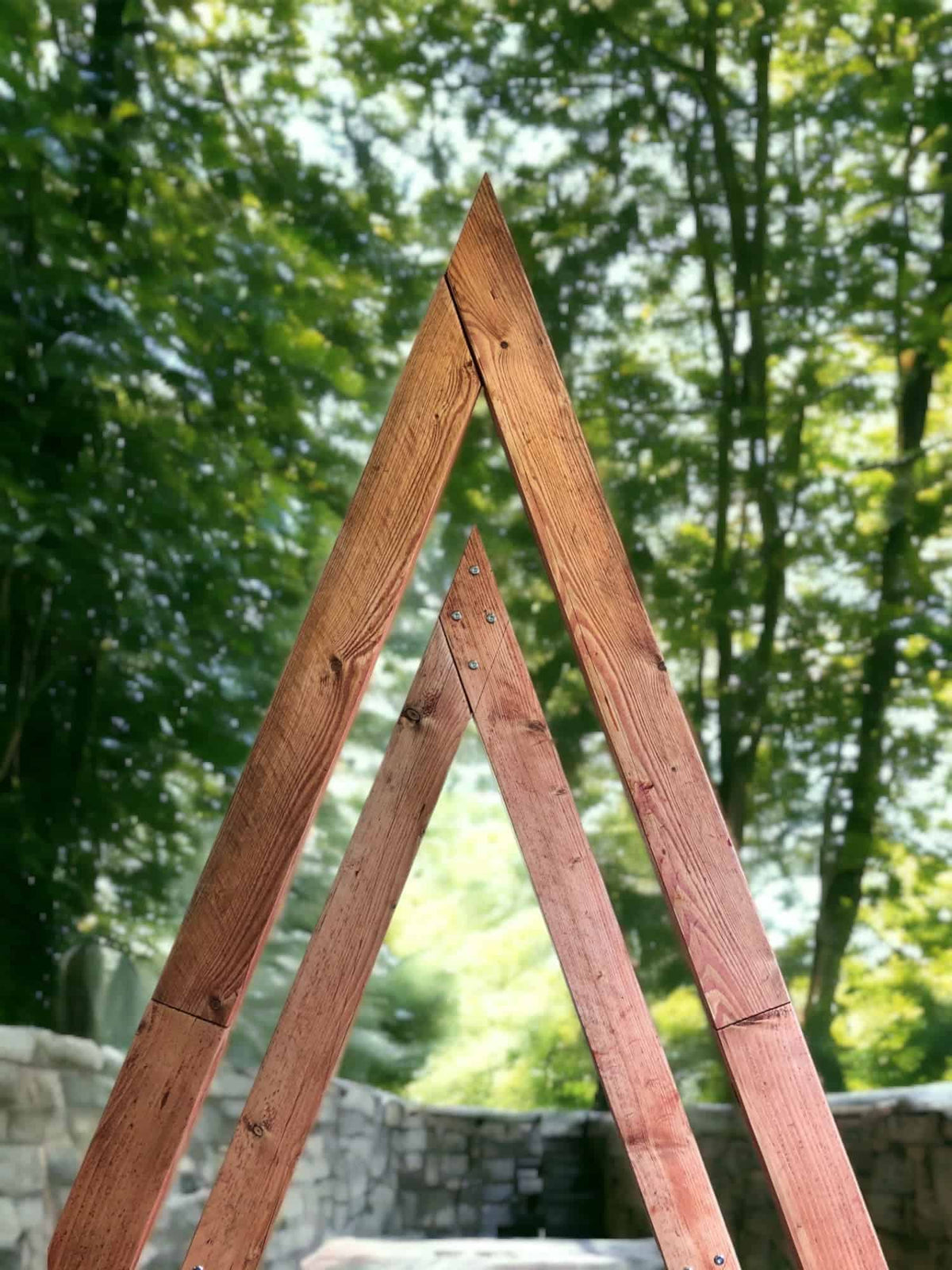 Pair Of Handcrafted Wooden Wedding Triangle Altars | Reclaimed Timber | THE CALLEN