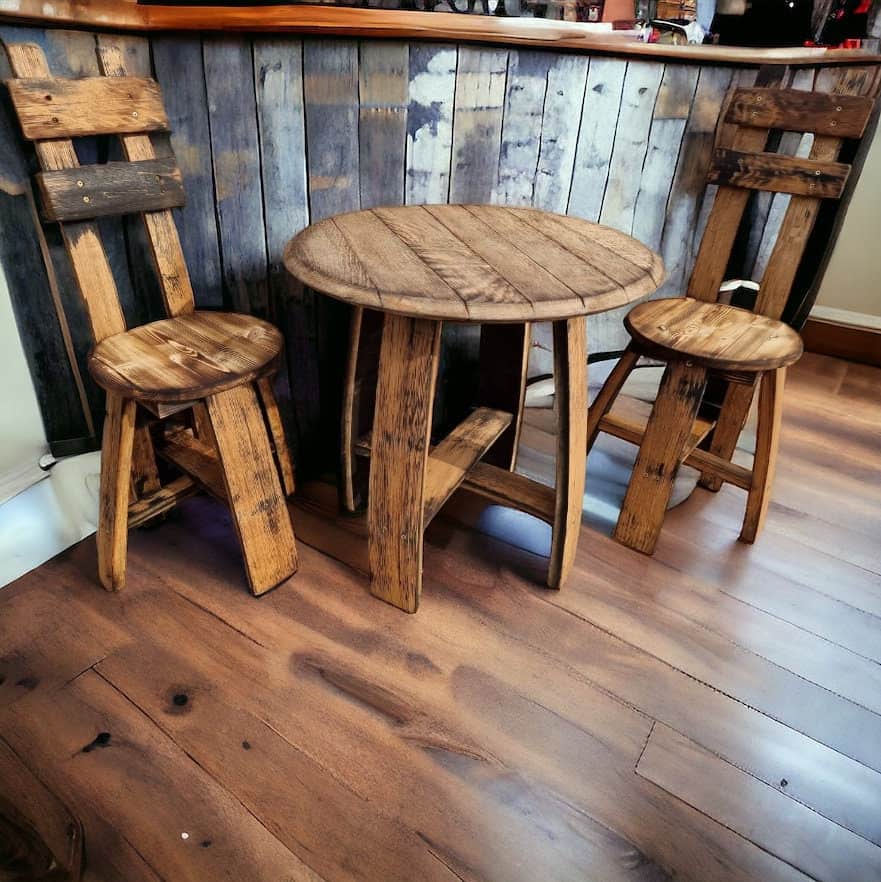 Barrel Leg Chair With Backrests | Whiskey Barrel Backrest | THE ROSIC