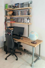 integrated office desk and shelves
