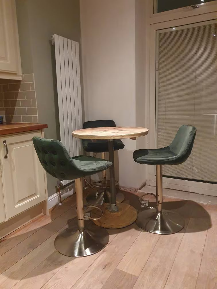 Poseur Table | Reclaimed Bar Table | Sustainably Sourced Wood | Rustic Poseur Table with Reclaimed Scaffold Tube | THE ZURICH