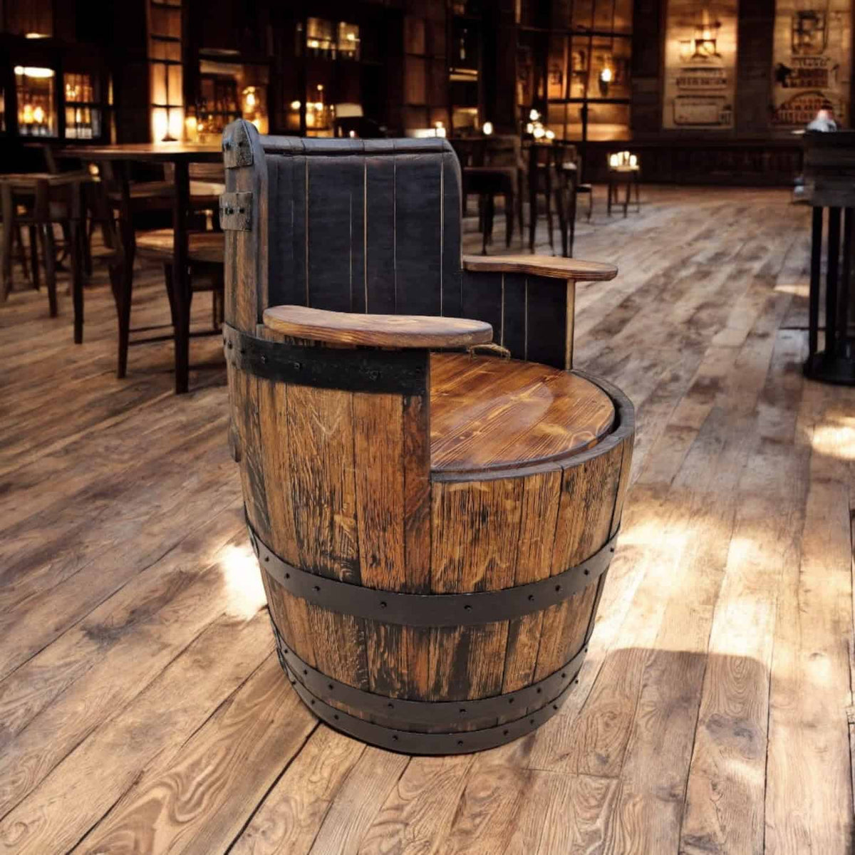 Oak Whiskey Barrel Chair With Storage – THE ELLERY