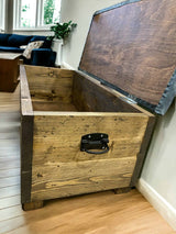 Wooden Ottoman Seat | Reclaimed Seat & Storage with Foam Cushion – Handcrafted – Game Table Seating | THE EMPIRE