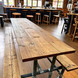 Industrial Pub Table And Integrated Benches | THE HAYES
