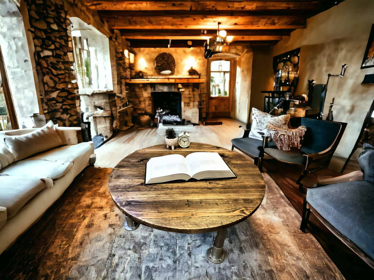 Reclaimed Wooden Round Coffee Table | THE AMSTERDAM