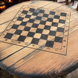 Chess Coffee Table | Chess Table Chessboard Coffee table Made From Oak Whiskey Barrel | THE FISHER