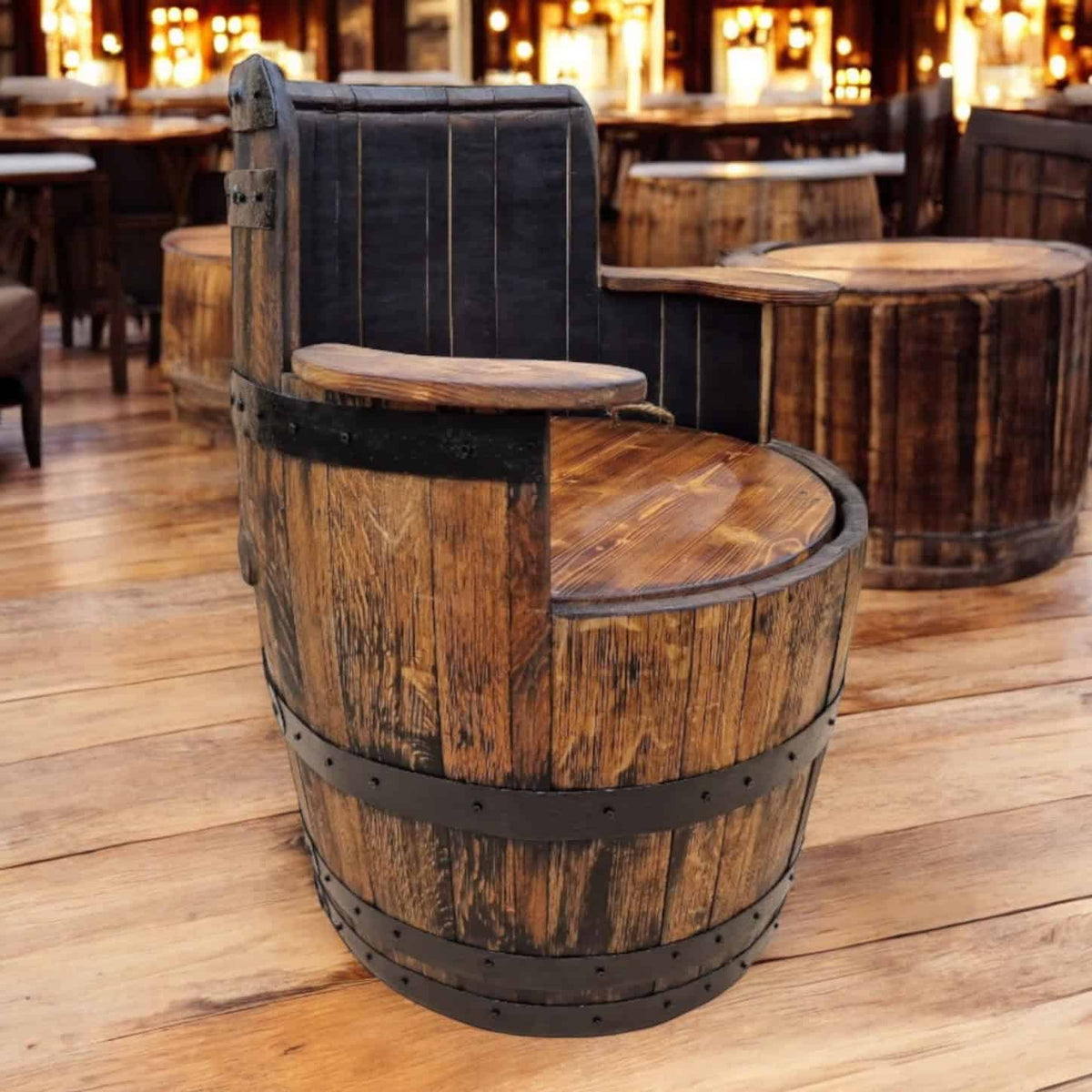 Oak Whiskey Barrel Chair With Storage – THE ELLERY