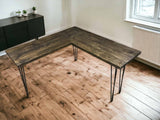 Hairpin Leg Wooden Corner Desk | THE LAINE