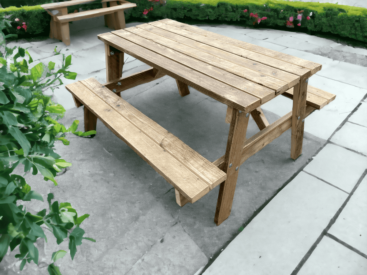Outdoor Reclaimed Wooden Picnic Bench | THE BRADLEY