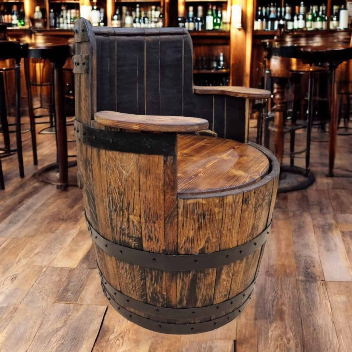 Oak Whiskey Barrel Chair With Storage – THE ELLERY