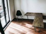 Hairpin Leg Wooden Corner Desk | THE LAINE