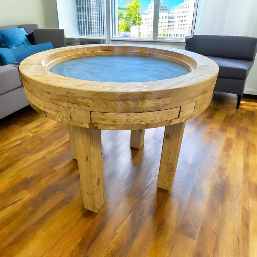 Circular Gaming Table | D&D Pathfinder | Round Gaming Table | Reclaimed Scaffold Boards | THE HALO