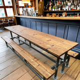 Industrial Pub Table And Integrated Benches | THE HAYES