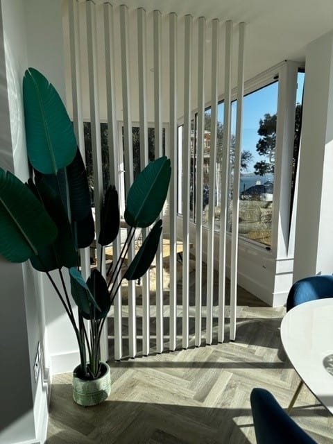 White Paint Room Dividers bannister