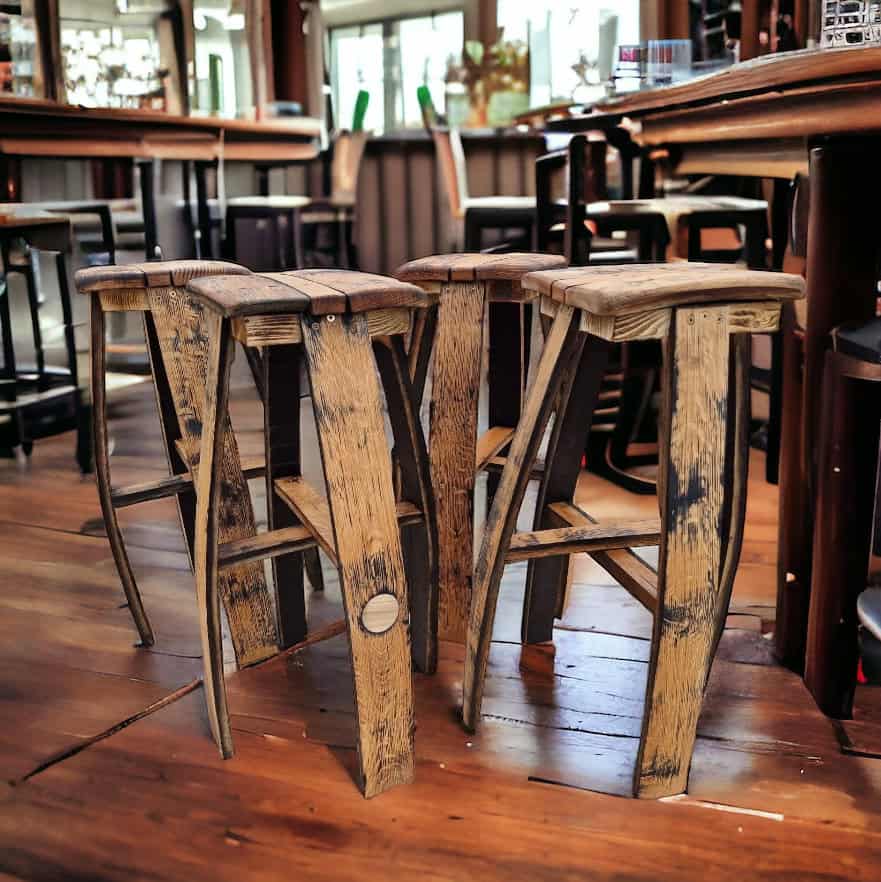 Bar Stools Made From Oak Whiskey Barrel Bar Stools | THE HATCH