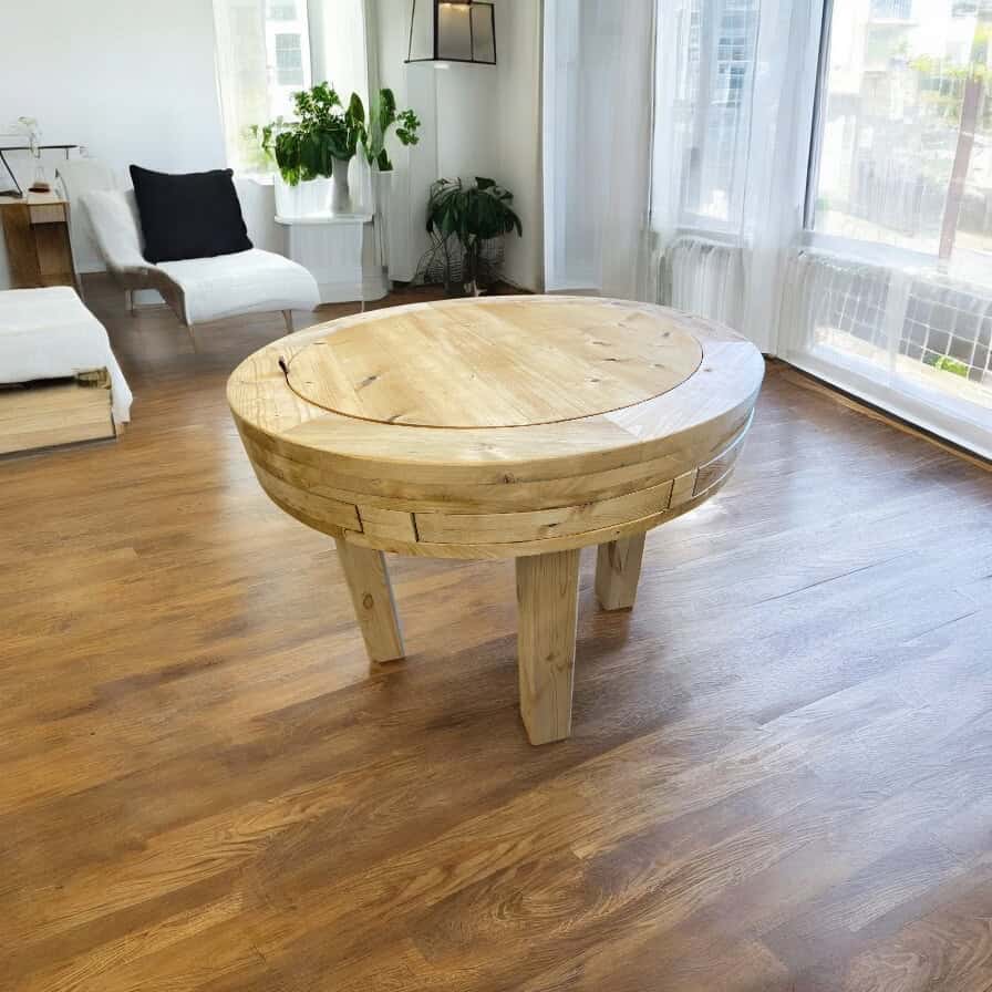 Circular Gaming Table | D&D Pathfinder | Round Gaming Table | Reclaimed Scaffold Boards | THE HALO