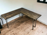 Hairpin Leg Wooden Corner Desk | THE LAINE