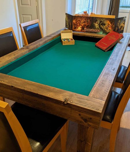 Bespoke gaming table with a recessed playing surface