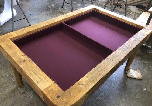 Strake board fitted to a custom gaming table.