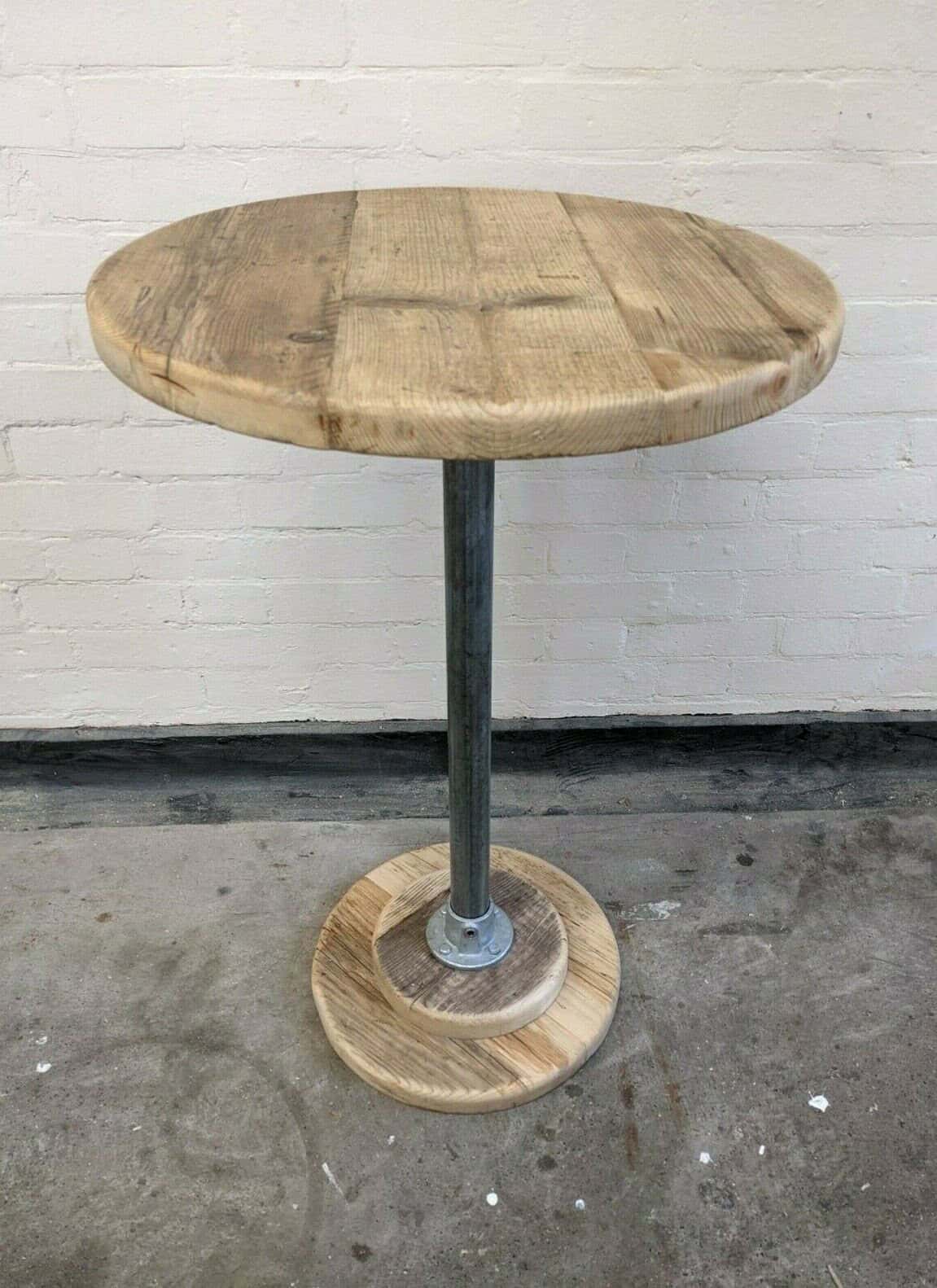 Poseur Table | Reclaimed Bar Table | Sustainably Sourced Wood | Rustic Poseur Table with Reclaimed Scaffold Tube | THE ZURICH