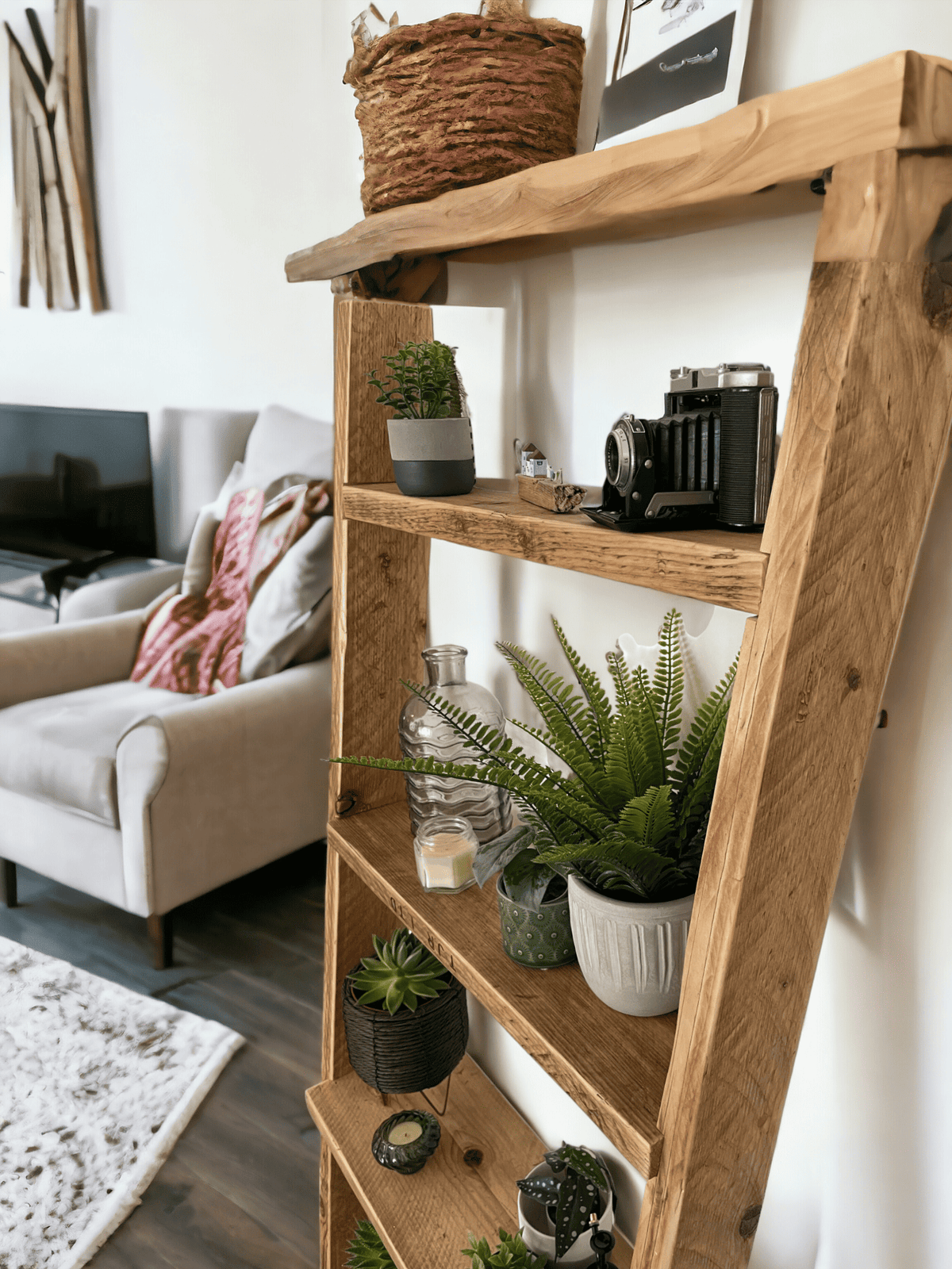 Wooden Ladder Shelves | 5 Tier Ladder Shelf | THE PISA
