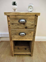 wooden bedside table