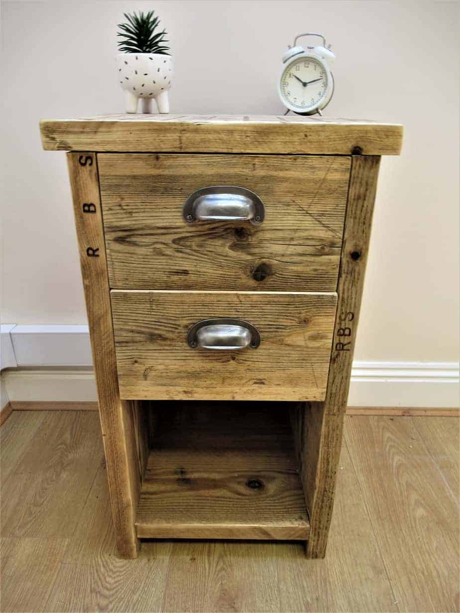 wooden bedside table