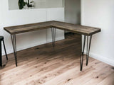 Hairpin Leg Wooden Corner Desk | THE LAINE