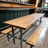 Industrial Pub Table And Integrated Benches | THE HAYES
