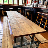 Industrial Pub Table And Integrated Benches | THE HAYES